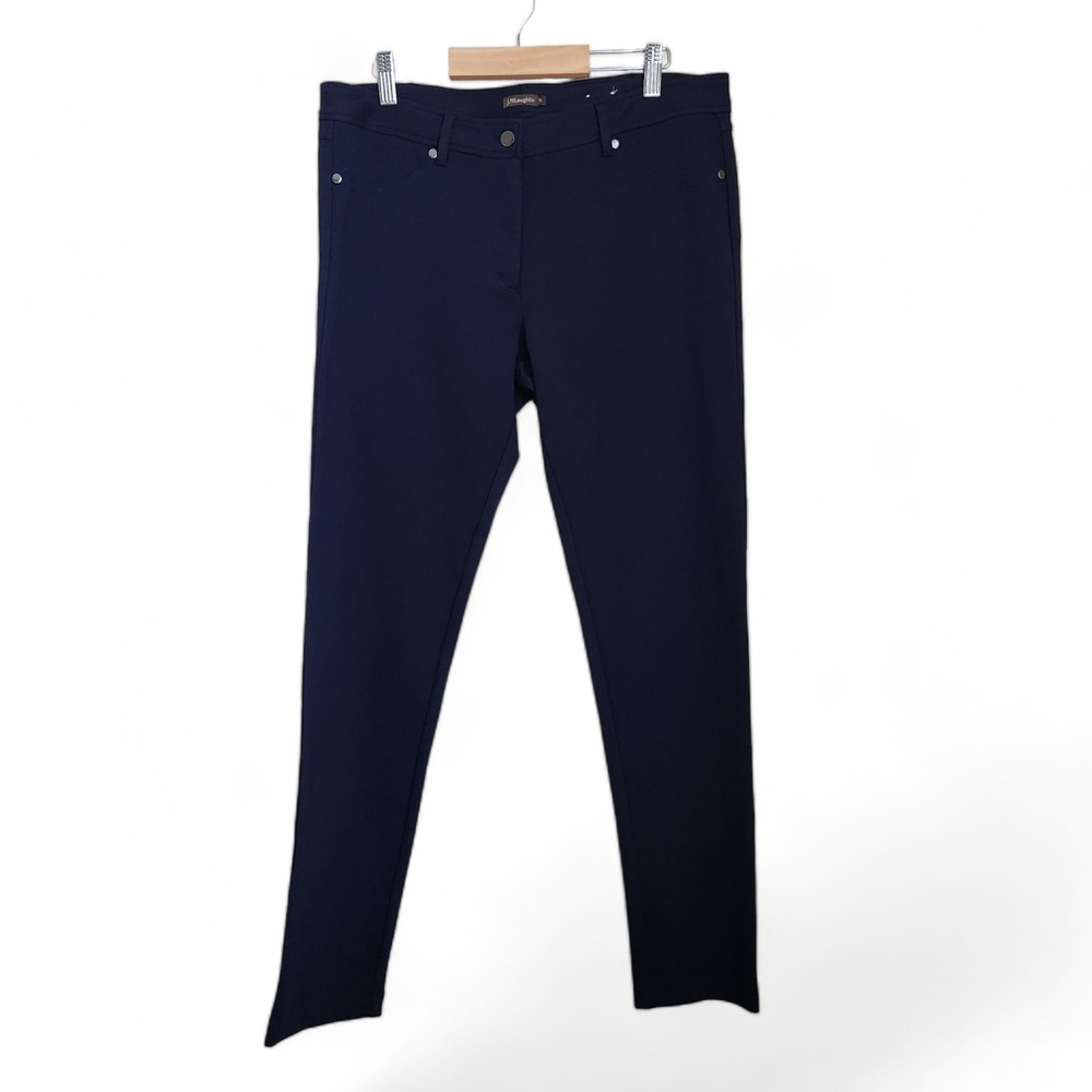 J McLaughlin Pants Women's 10 Zip Up Skinny Casual Chino Ankle Stretchy Blue